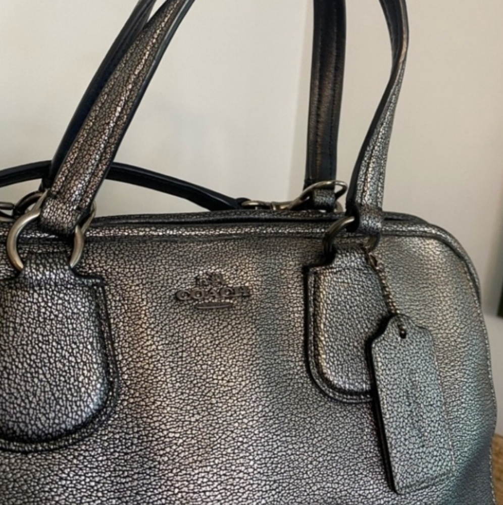 Coach Gunmetal Pebble Leather Satchel